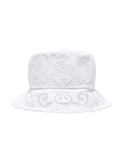 Shop Dolce & Gabbana Broderie-anglaise Bucket Hat In White