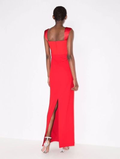 Shop Solace London Calluna Satin-trim Column Dress In Red