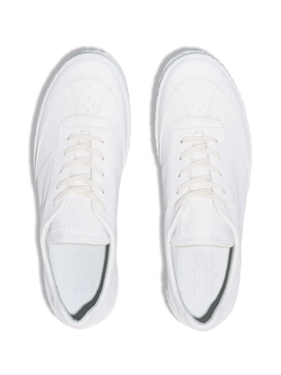 Shop Mm6 Maison Margiela Panelled Low-top Sneakers In Weiss
