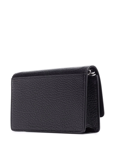 Shop Maison Margiela Four-stitch Leather Wallet-on-chain In Schwarz