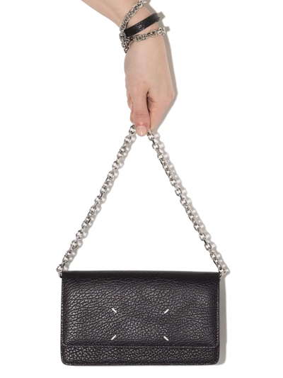 Maison Margiela Four-stitch Leather Wallet-on-chain In Schwarz