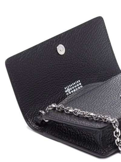 Maison Margiela Four-stitch Leather Wallet-on-chain In Schwarz
