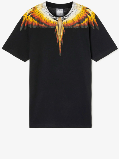 Shop Marcelo Burlon County Of Milan Solfolk Wings T-shirt In Black/orange