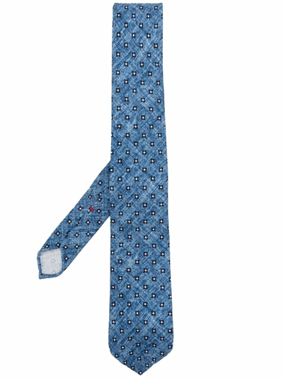 Shop Dell'oglio Floral-print Silk Tie In Blau