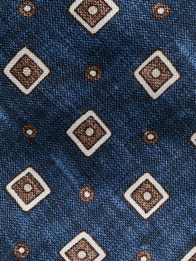 Shop Dell'oglio Geometric-print Silk Tie In Blau