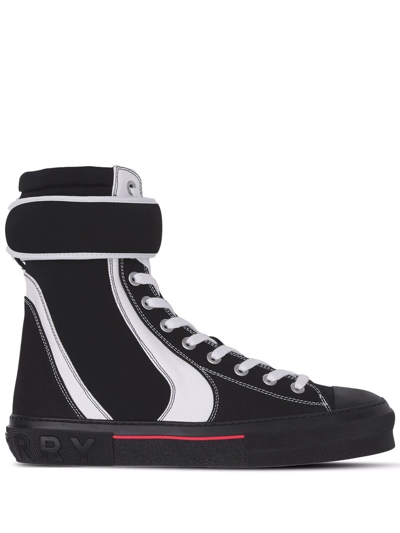 Shop Burberry High-top Touch-strap Sneakers In Schwarz