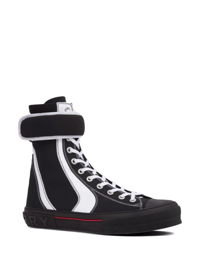 Shop Burberry High-top Touch-strap Sneakers In Schwarz