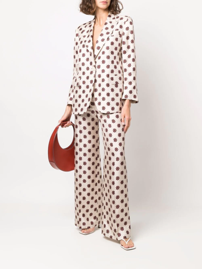 Alberto Biani Geometric-pattern Silk Blazer In Nude