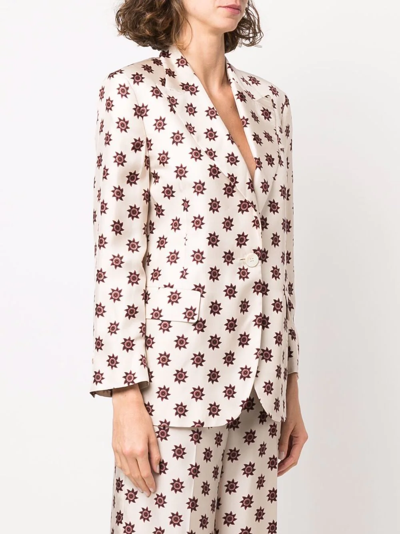 Alberto Biani Geometric-pattern Silk Blazer In Nude