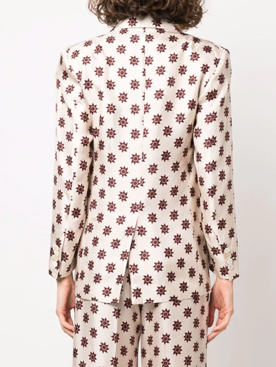 Alberto Biani Geometric-pattern Silk Blazer In Nude