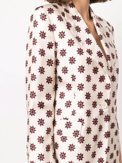 Alberto Biani Geometric-pattern Silk Blazer In Nude