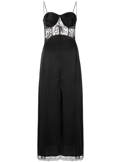 Natasha Zinko Lace-detail Slip Midi Dress In Schwarz