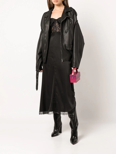 Natasha Zinko Lace-detail Slip Midi Dress In Schwarz