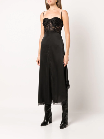 Natasha Zinko Lace-detail Slip Midi Dress In Schwarz