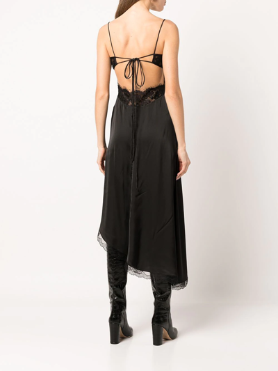 Natasha Zinko Lace-detail Slip Midi Dress In Schwarz
