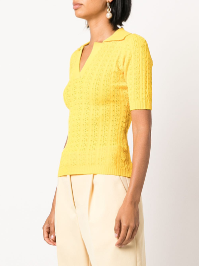 Shop Adam Lippes Knitted Polo Top In Gelb