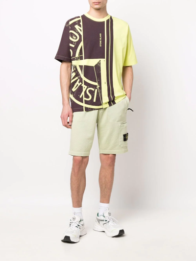 Stone Island Compass-patch Track Shorts In Grün