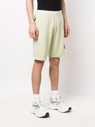 Stone Island Compass-patch Track Shorts In Grün
