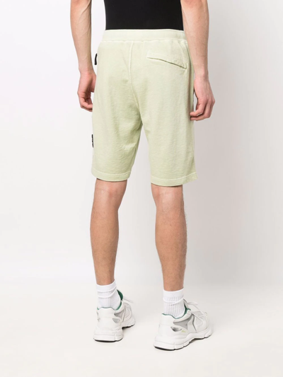 Stone Island Compass-patch Track Shorts In Grün