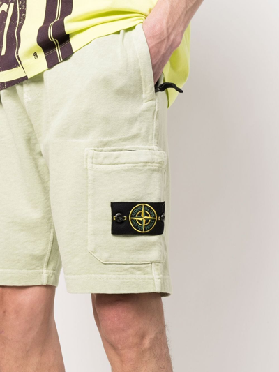 Shop Stone Island Compass-patch Track Shorts In Grün