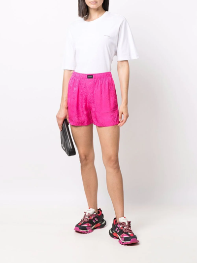 Shop Balenciaga Logo-patch High-waisted Shorts In Rosa