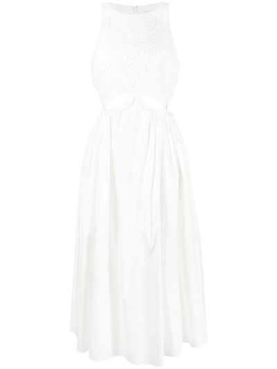 Shop Self-portrait White Cut Out Midi Dress In Weiss