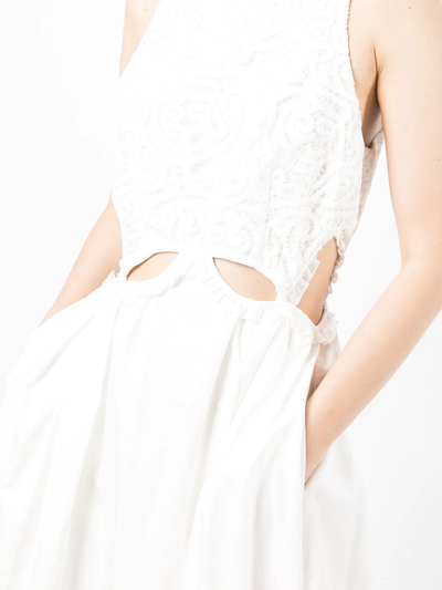 Shop Self-portrait White Cut Out Midi Dress In Weiss