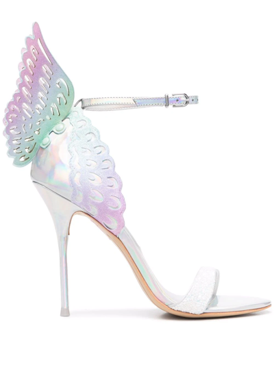 Shop Sophia Webster Evangeline Holographic Stiletto Sandals In Silber