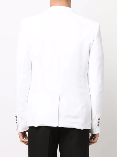 Shop Balmain Logo-embossed Tailored Blazer In Weiss
