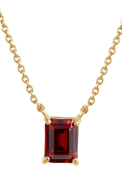 Savvy Cie Jewels Vermeil Emerald Cut Cz Birth Stone Box Cut Necklace In Garnet - January