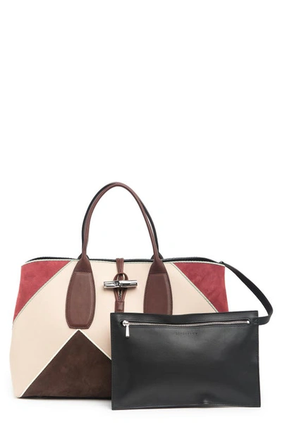 Longchamp Roseau Nomade Leather Tote Bag In Brandy