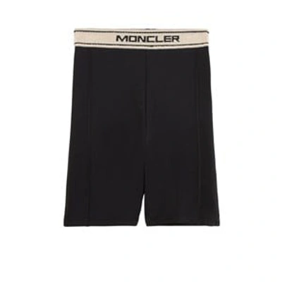 Shop Moncler Black Branded Biker Shorts