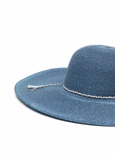 Shop Maison Michel Blanche Straw Hat In Blue