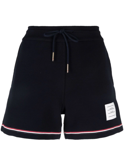 Shop Thom Browne Textured Drawstring Shorts In 415 Navy