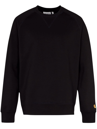 Shop Carhartt Chase Embroidered Logo Sweatshirt In Schwarz