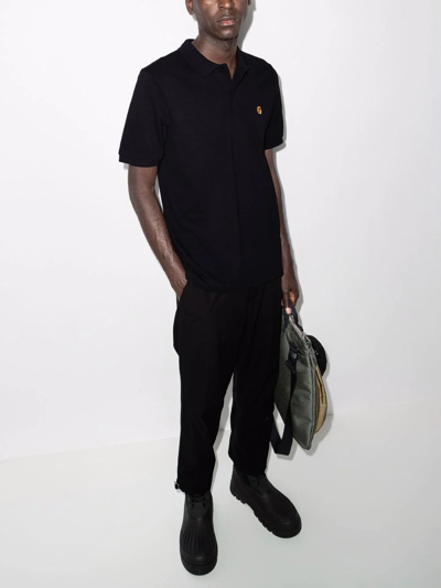 Shop Carhartt Chase Logo-embroidered Polo Shirt In Schwarz