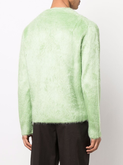 Shop Jil Sander Textured-knit Silk Cardigan In Grün