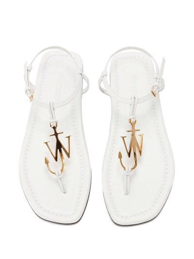 Shop Jw Anderson Anchor-logo Flat Sandals In White