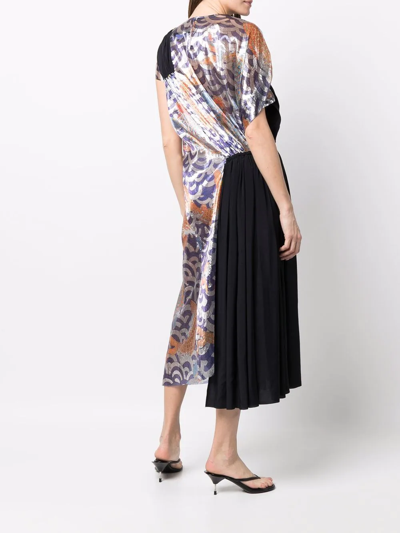 Shop Junya Watanabe Contrast-panel Midi Dress In Blau