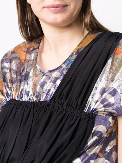 Shop Junya Watanabe Contrast-panel Midi Dress In Blau
