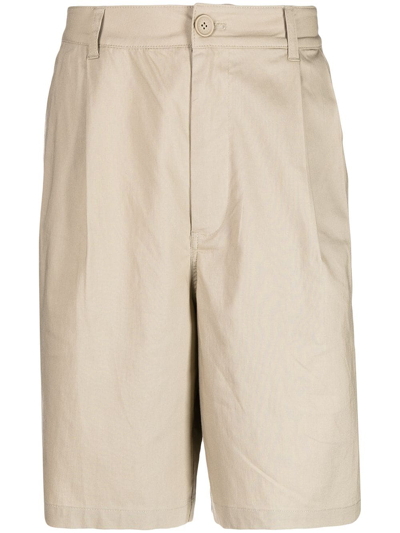 Shop Armani Exchange Pleat-front Bermuda Shorts In Brown