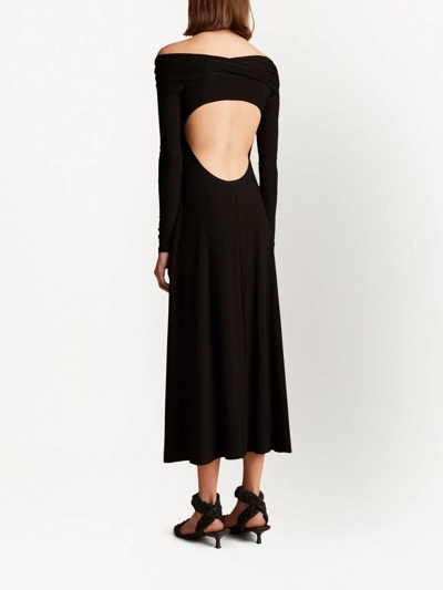 Khaite Cerna Off-shoulder Midi Dress In Black