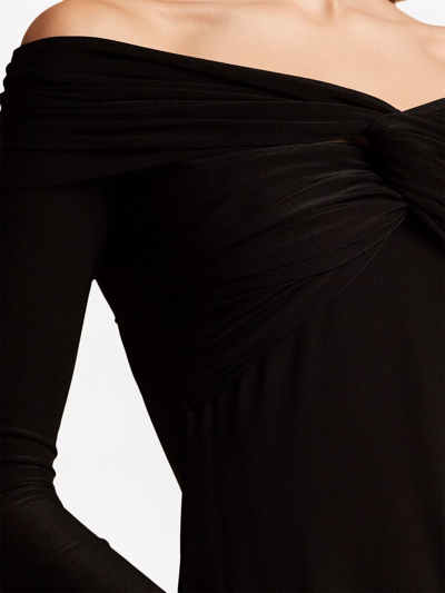 Khaite Cerna Off-shoulder Midi Dress In Black