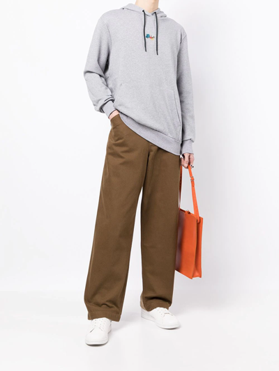 Paul Smith Paint-splatter Logo-print Hoodie In Grey