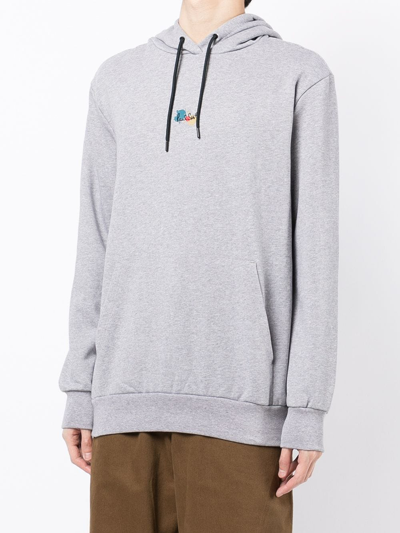 Paul Smith Paint-splatter Logo-print Hoodie In Grey