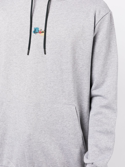 Paul Smith Paint-splatter Logo-print Hoodie In Grey