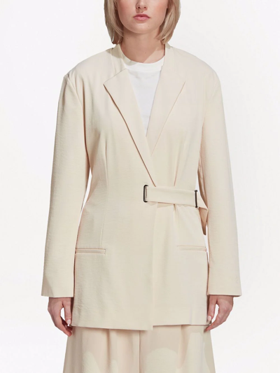 Y-3 Oversized-belted Blazer In Neutrals