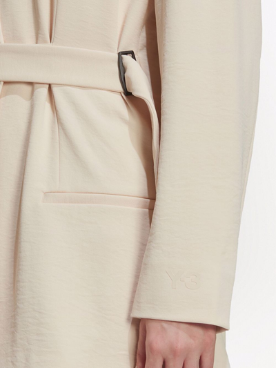 Y-3 Oversized-belted Blazer In Neutrals