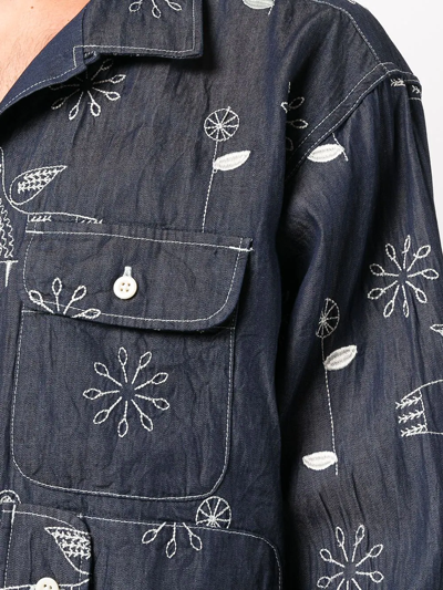 Shop Engineered Garments Graphic Print Shirt In Blau