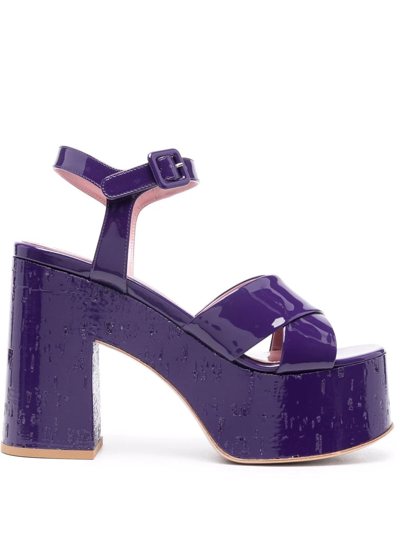 Shop Haus Of Honey Crossover Detail Chunky 125mm Heels In Violett
